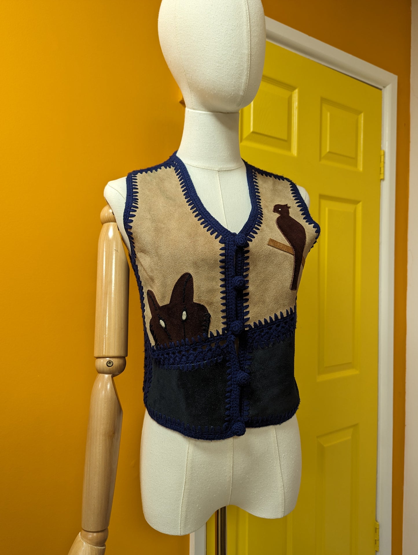 Suede applique waistcoat