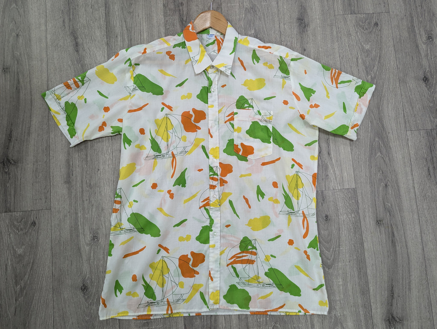 1970s Hot Summer by McDuncan novelty boat print shirt