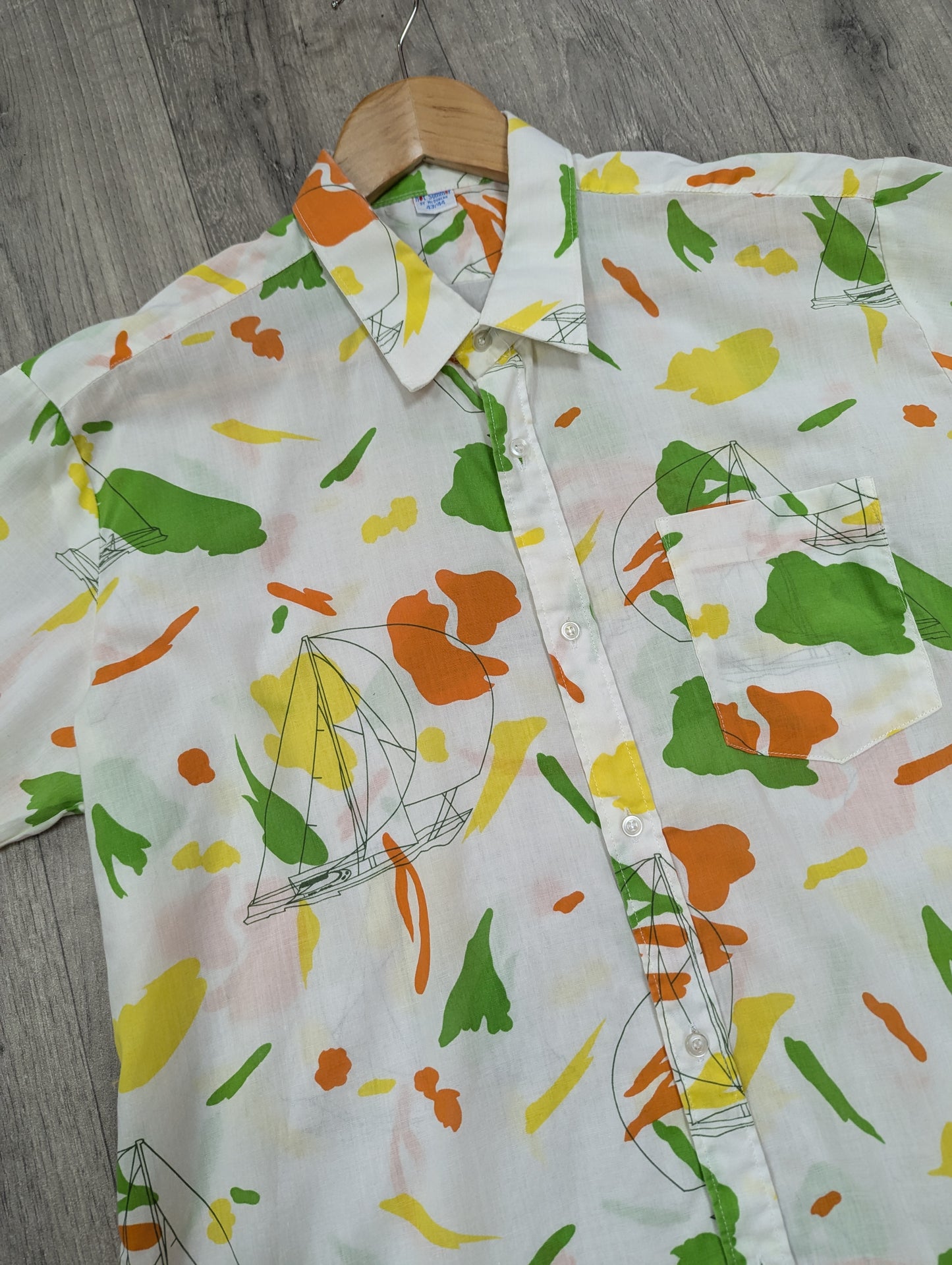 1970s Hot Summer by McDuncan novelty boat print shirt