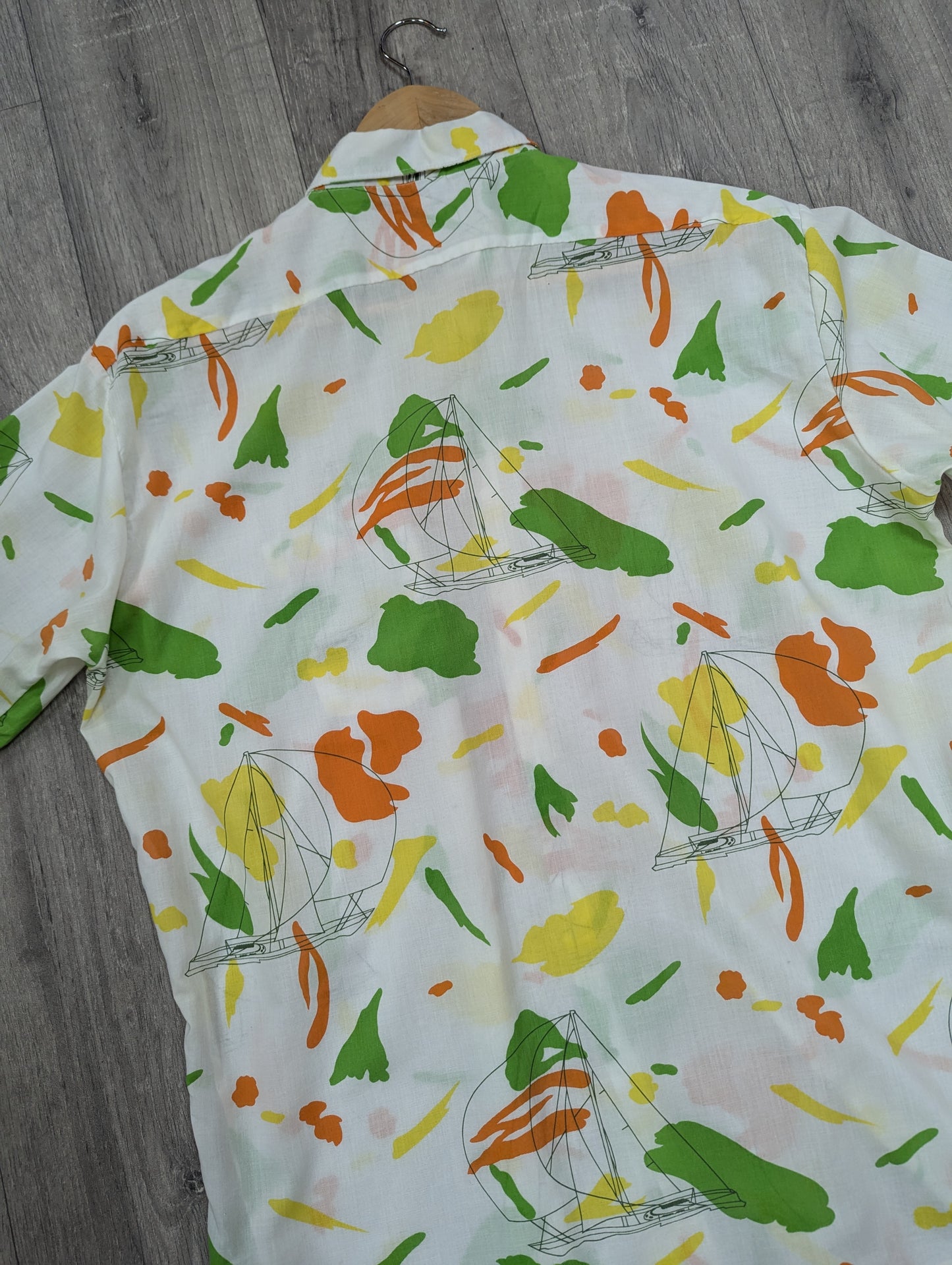 1970s Hot Summer by McDuncan novelty boat print shirt