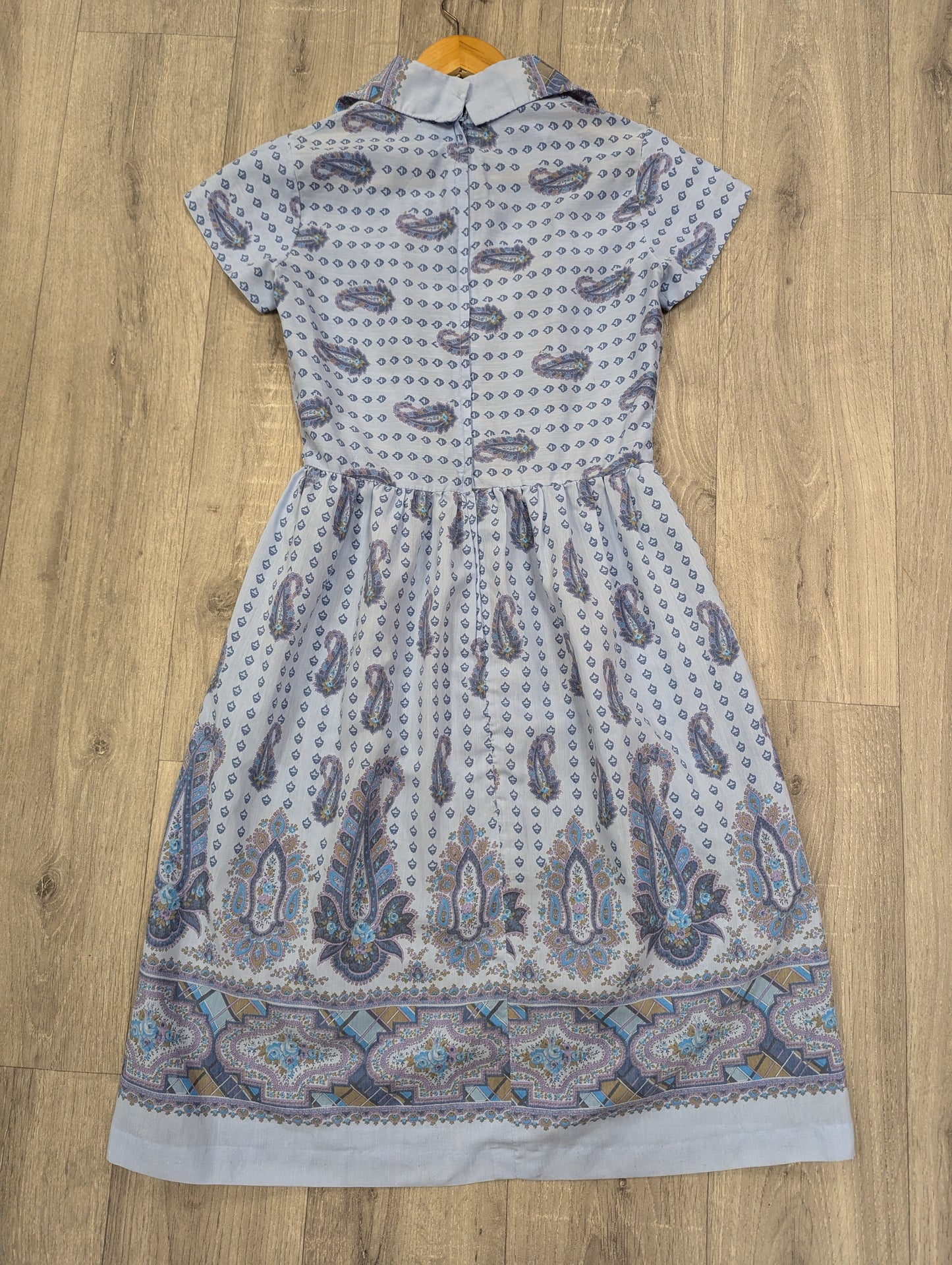 1970s Keynote paisley blue dress - Size 8