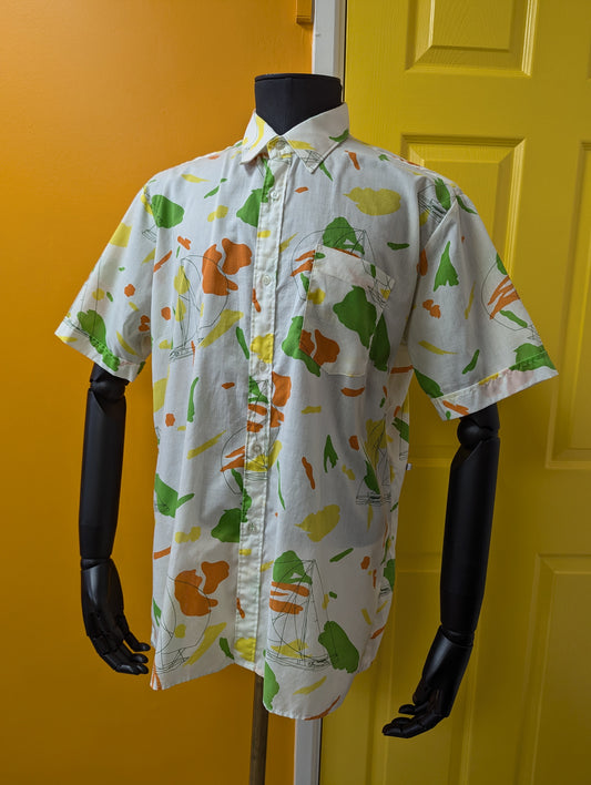 1970s Hot Summer by McDuncan novelty boat print shirt