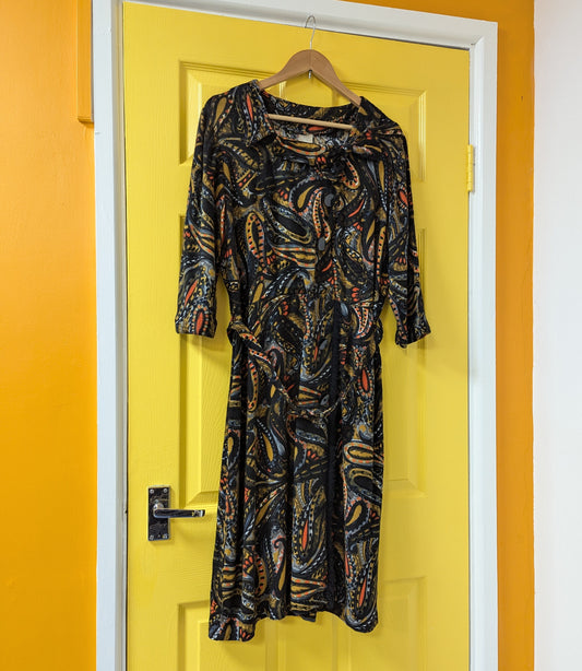 1960s paisley dress and belt - Size 20