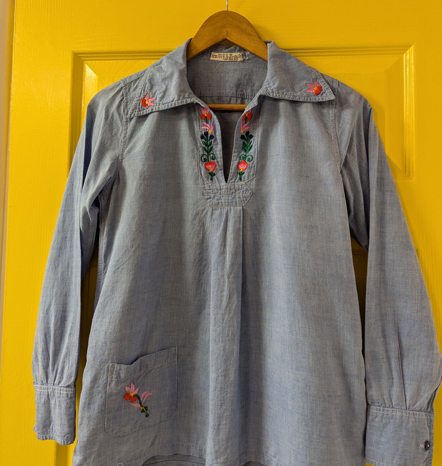 1970s Indian cotton embroidered top - XS/S