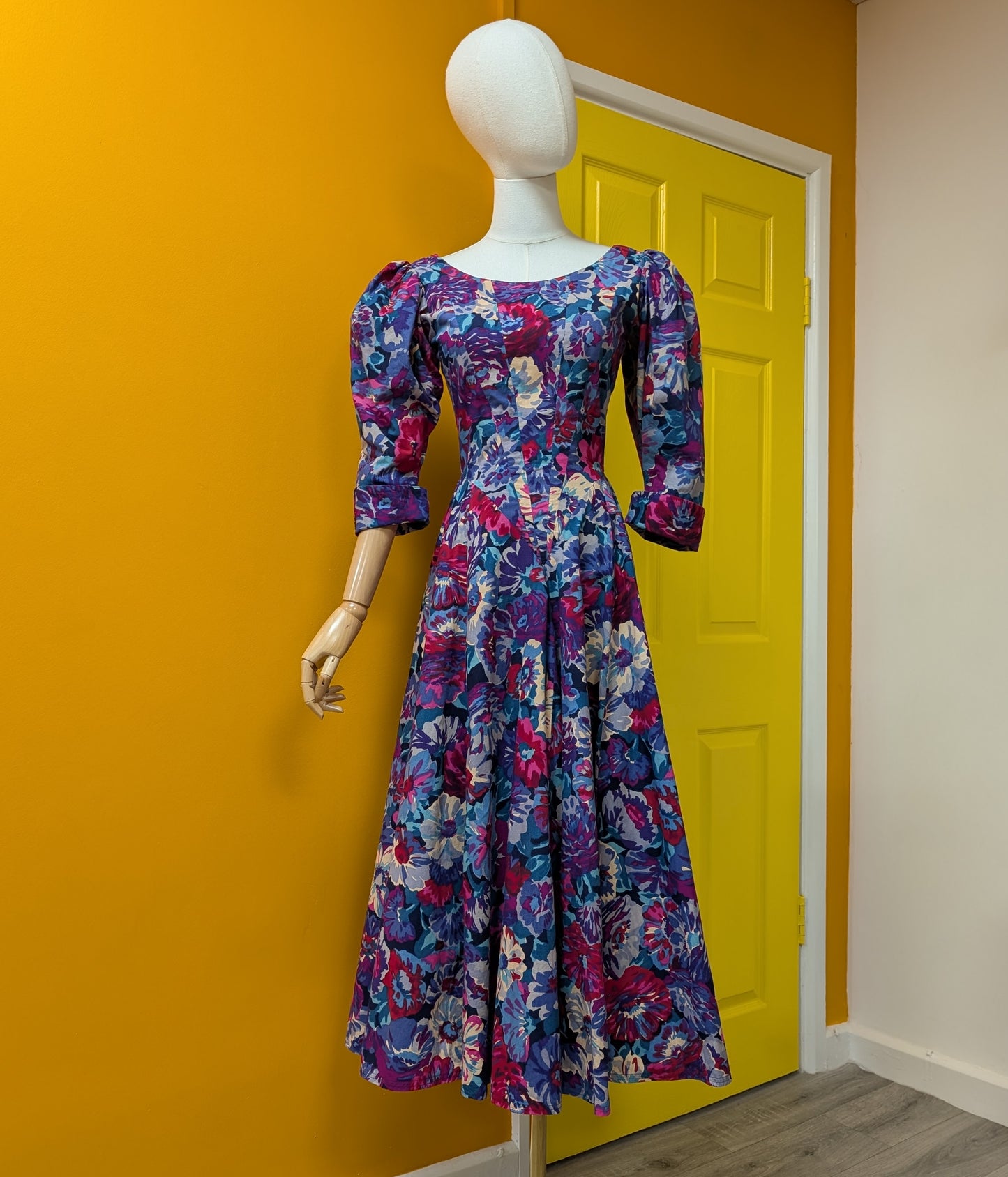 1980s Droopy and Browns cotton floral dress - XS