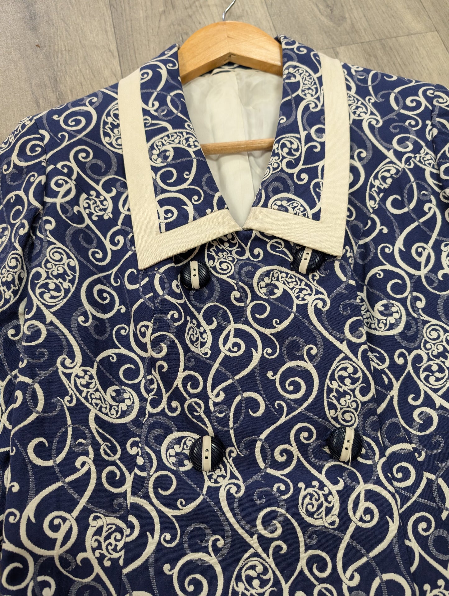 Gorgeous 1960s blue/white coat - XXS/XS