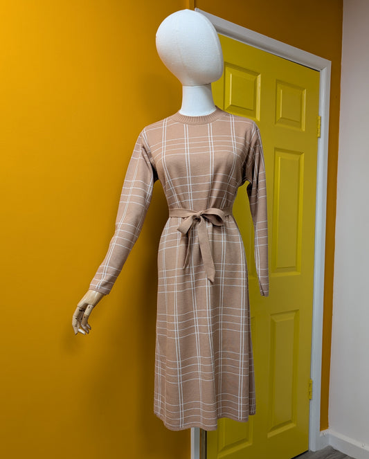 60s/70s belted jumper dress - Size 10/12