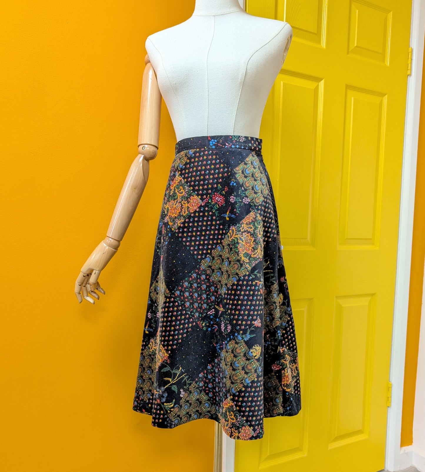 1970s St Michael velvet cotton skirt - 29" waist