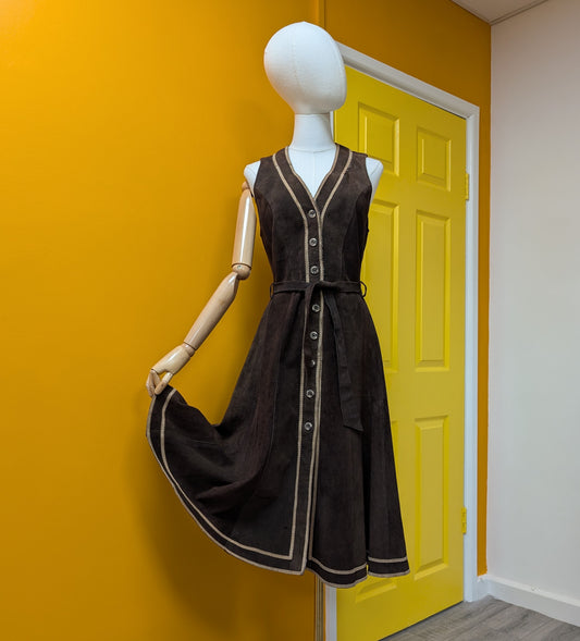 1970s Suede and Leathercraft dress - Size 8/10