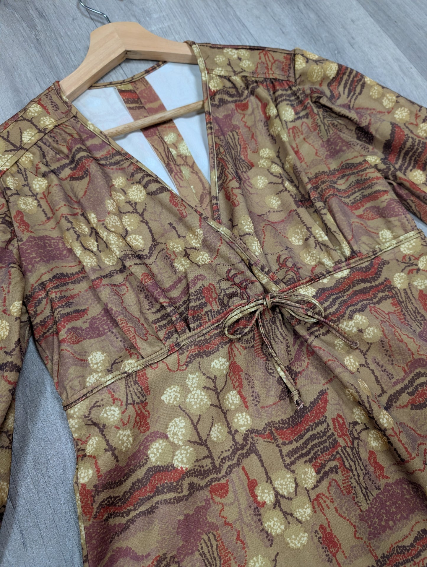 1970s autumnal tree print maxi dress - Size 10