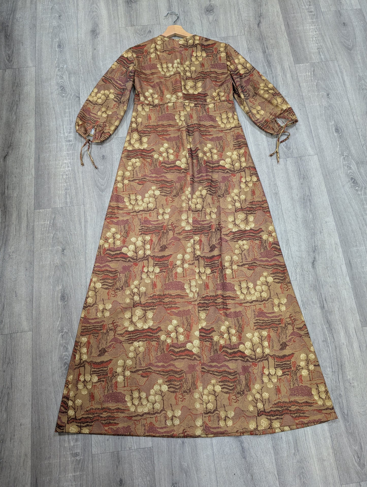 1970s autumnal tree print maxi dress - Size 10