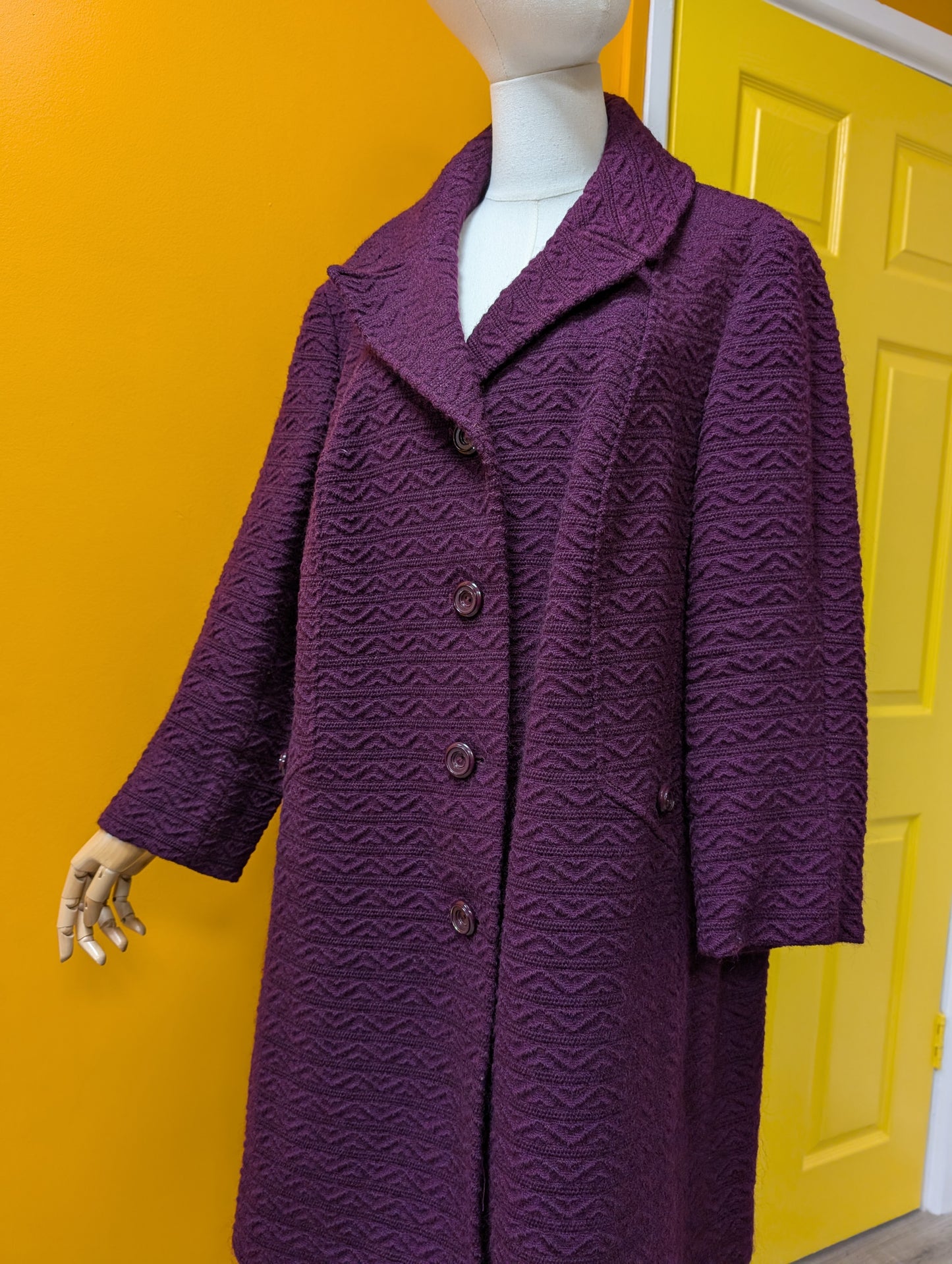 1960s purple wool coat - L/XL