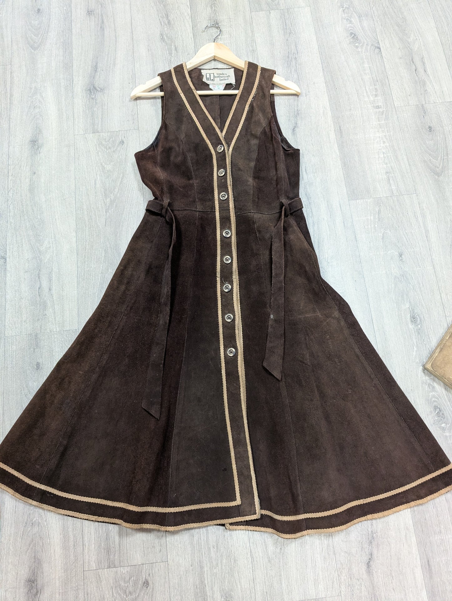 1970s Suede and Leathercraft dress - Size 8/10