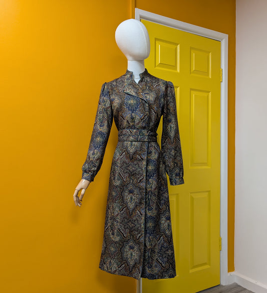 1970s Mr John wool Liberty fabric dress - Size 8