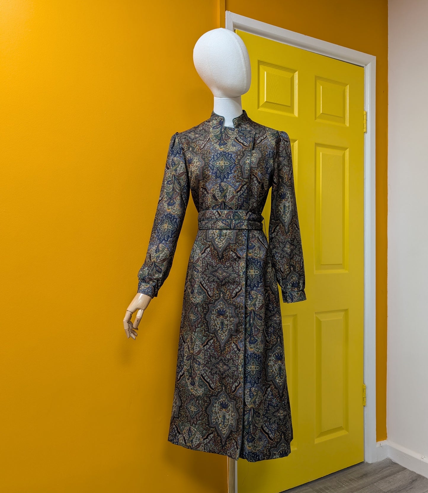 1970s Mr John wool Liberty fabric dress - Size 8