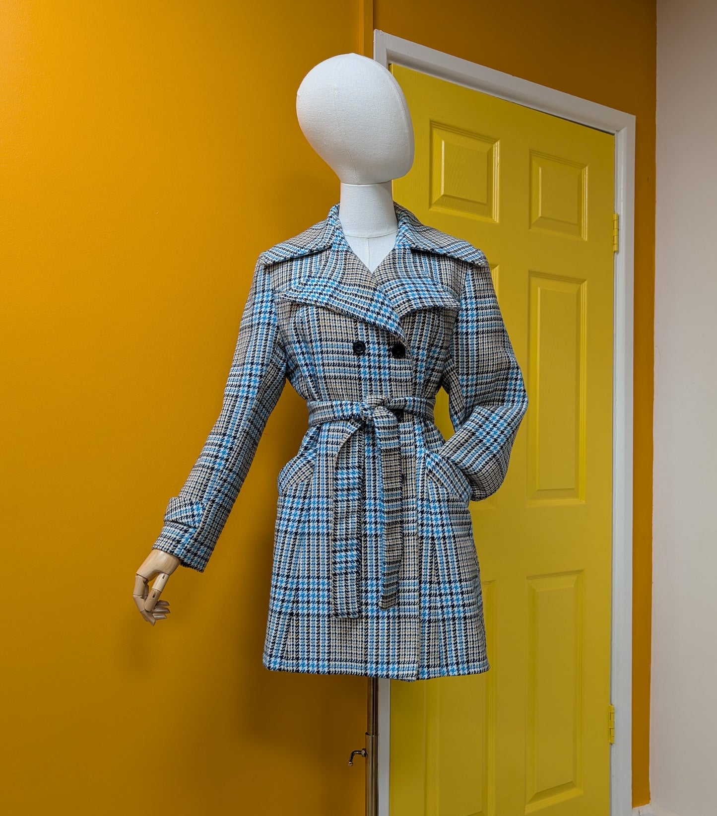 1970s blue check jacket - 8/10/12