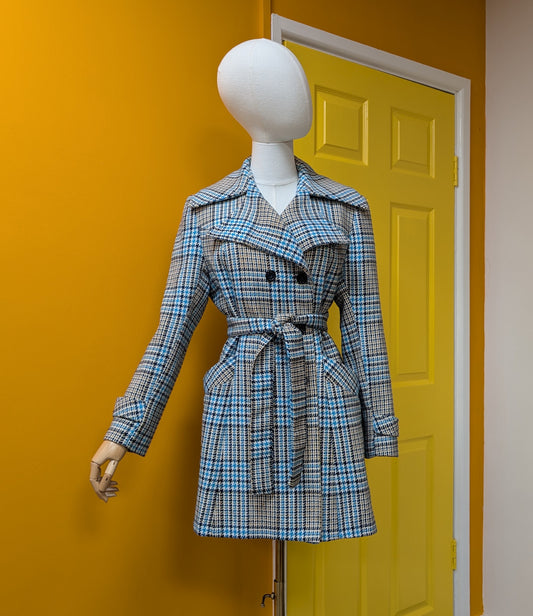 1970s blue check jacket - 8/10/12