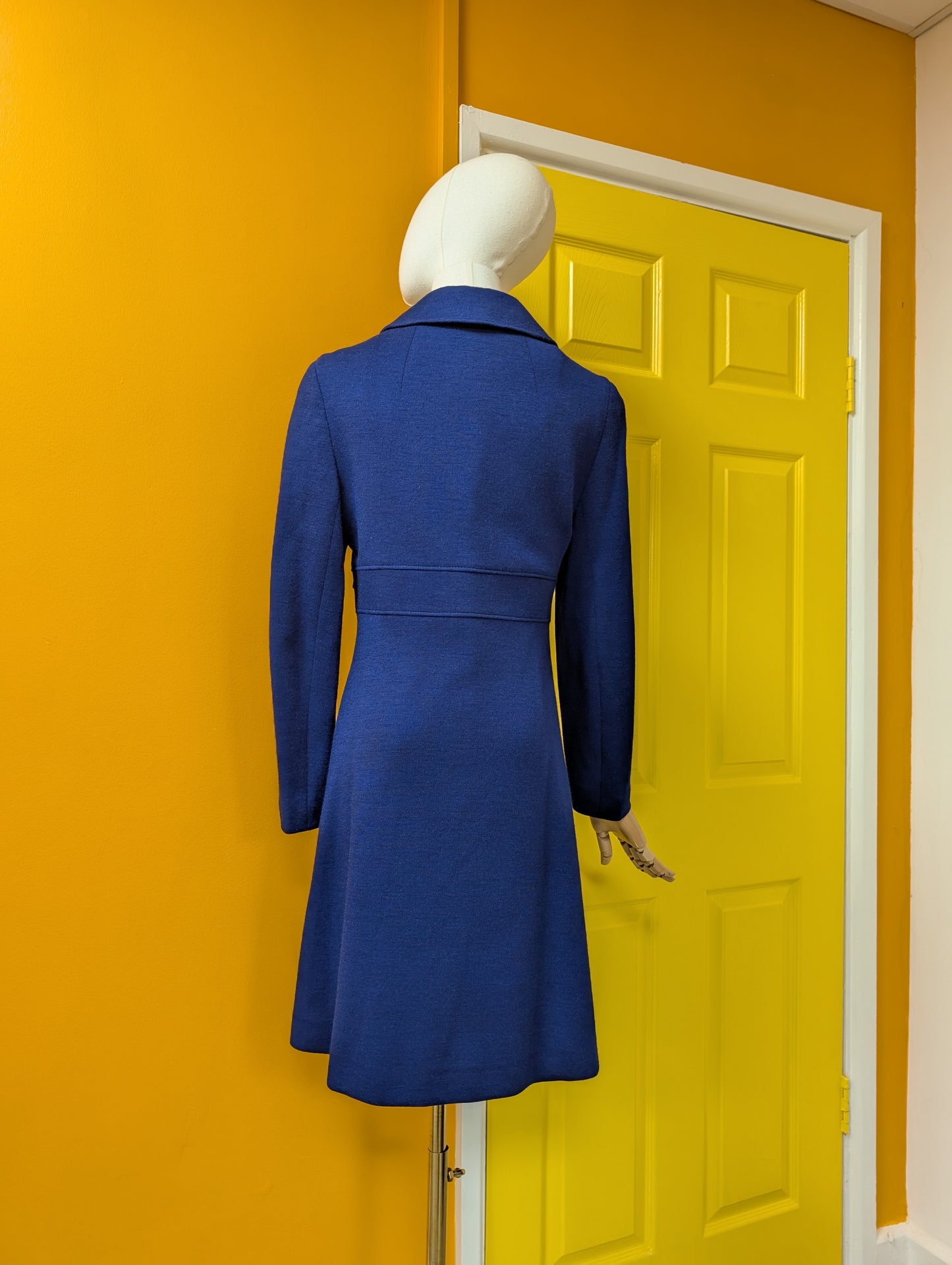 1960s Lantex Knit pure new wool blue coat - XS/S