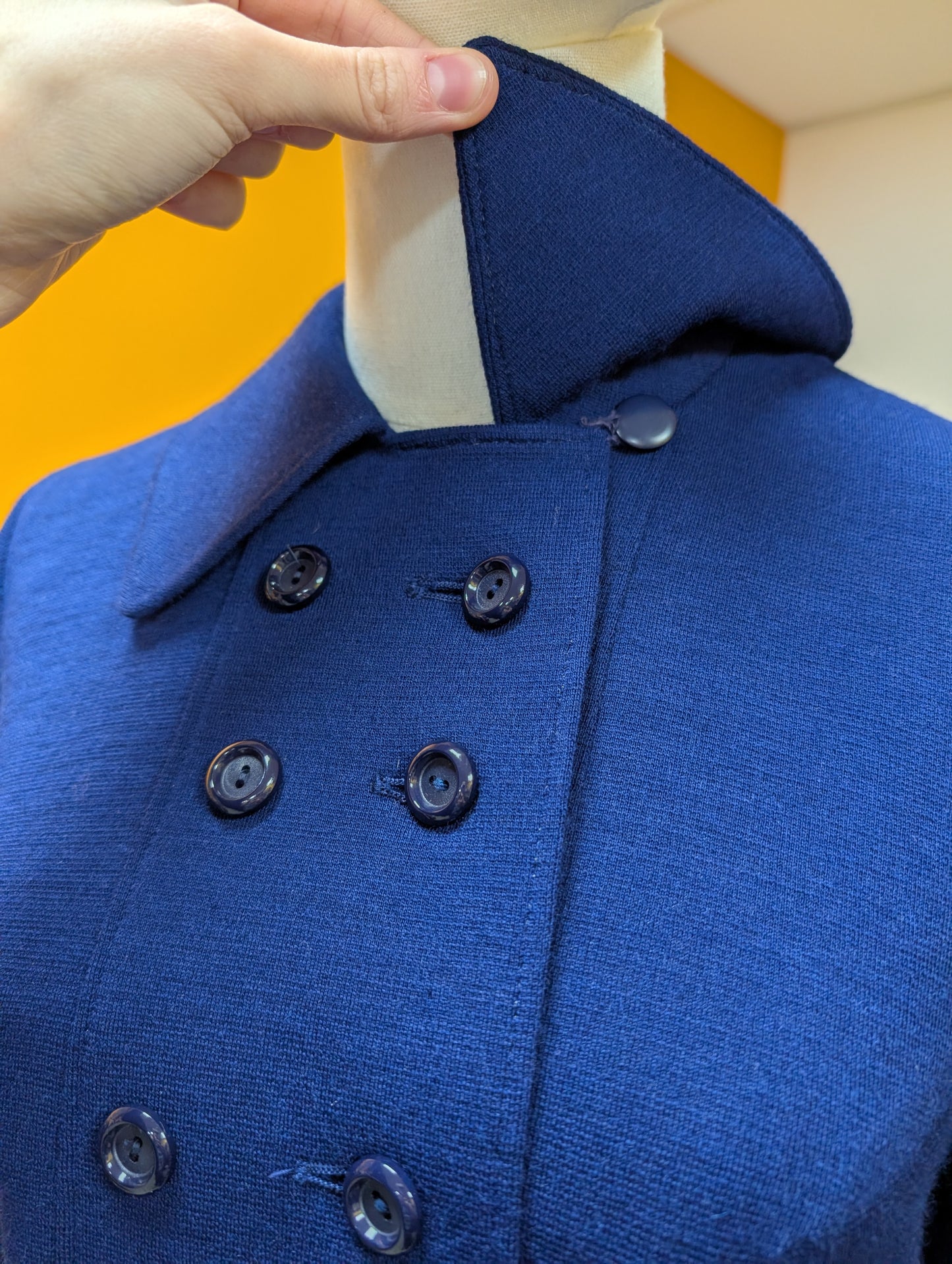 1960s Lantex Knit pure new wool blue coat - XS/S