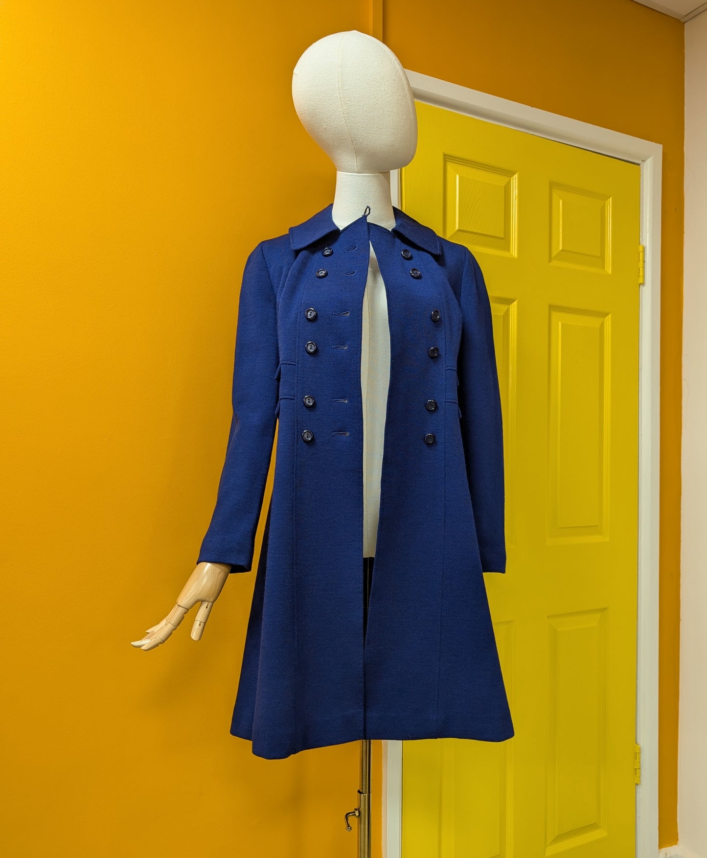 1960s Lantex Knit pure new wool blue coat - XS/S