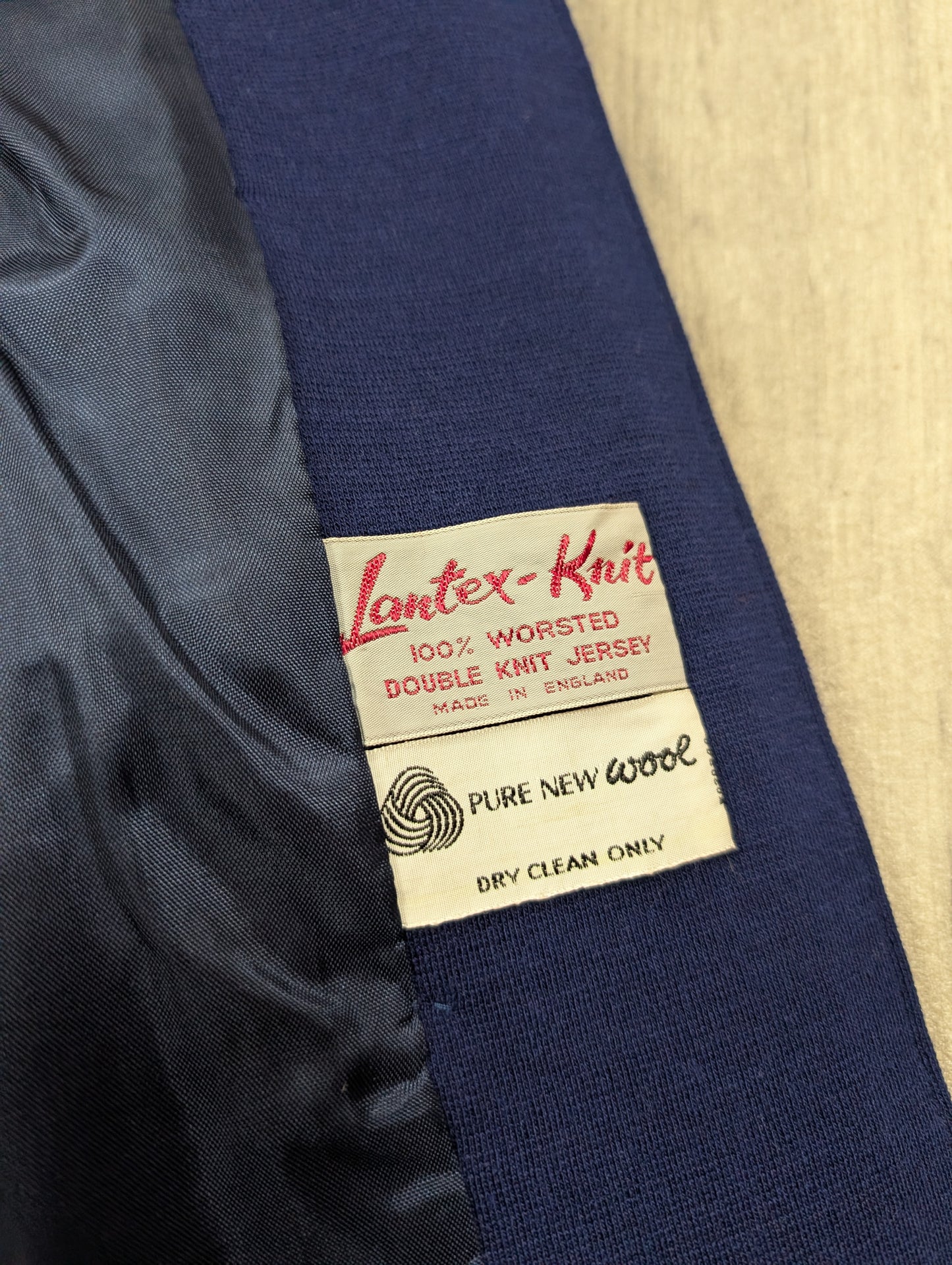 1960s Lantex Knit pure new wool blue coat - XS/S