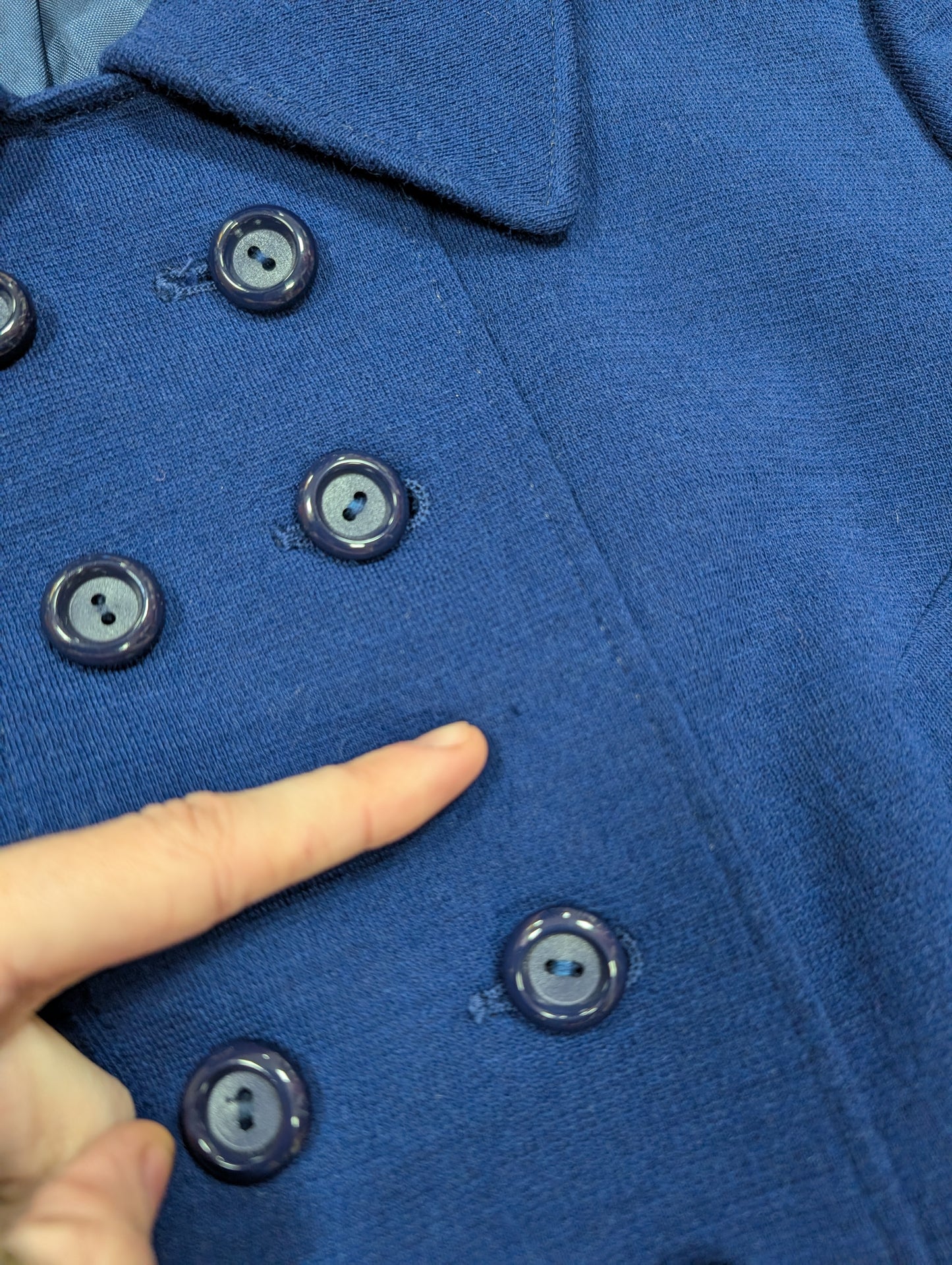 1960s Lantex Knit pure new wool blue coat - XS/S