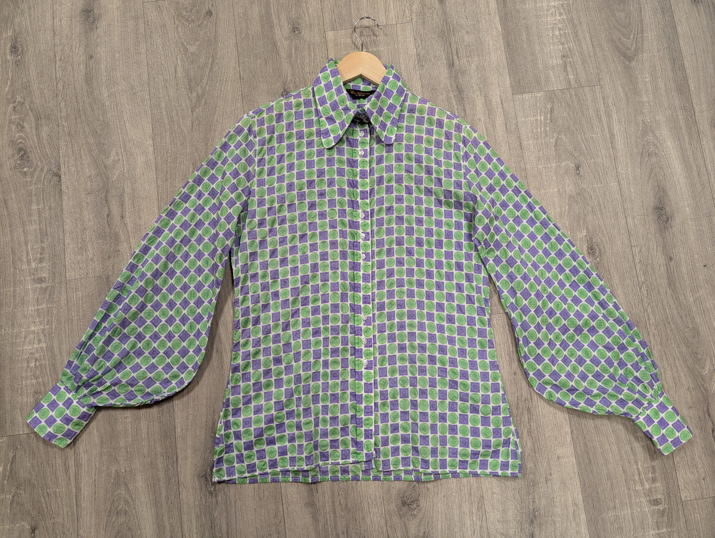 60s/70s Ben Sherman purple/green shirt - M