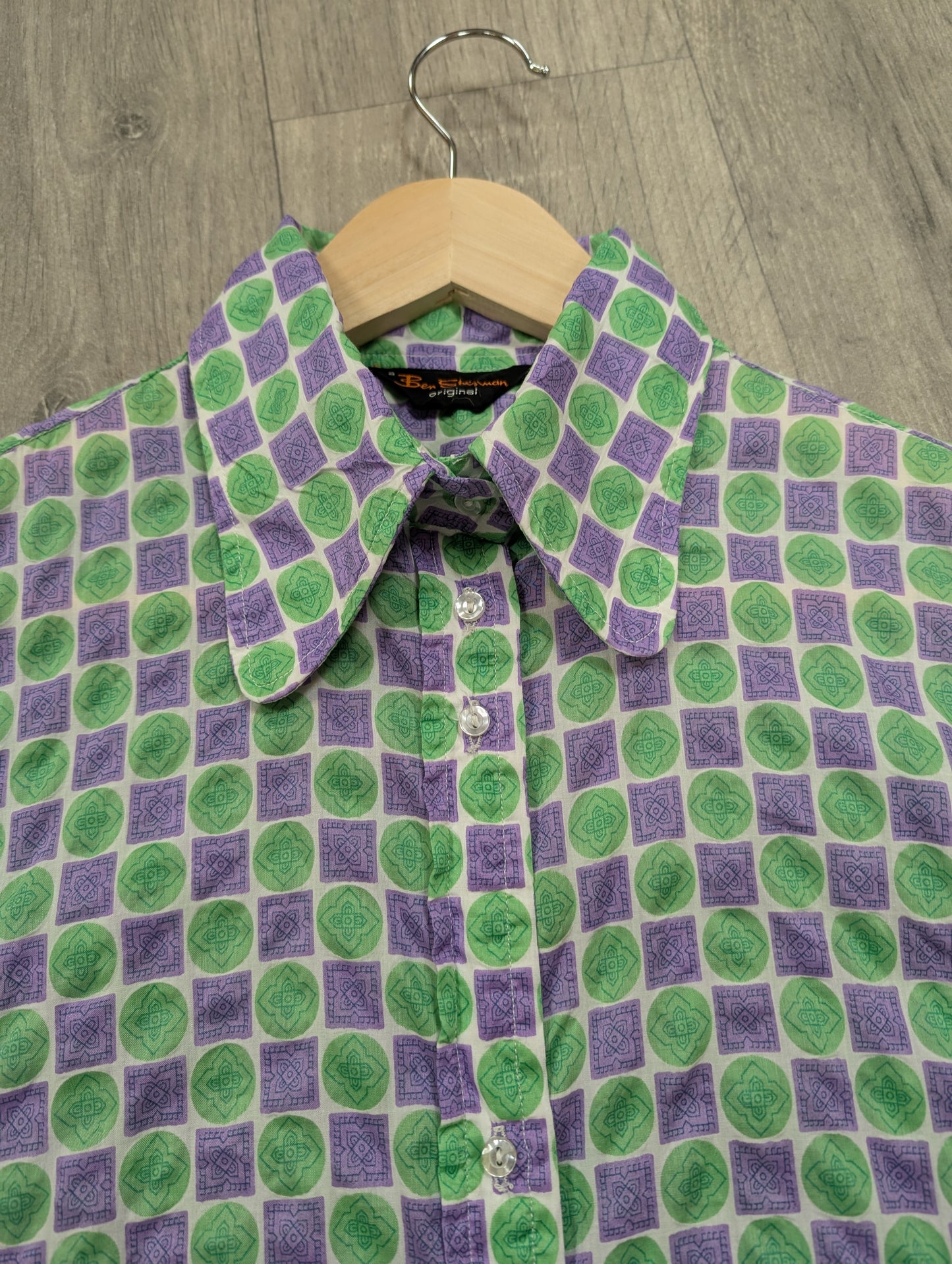 60s/70s Ben Sherman purple/green shirt - M