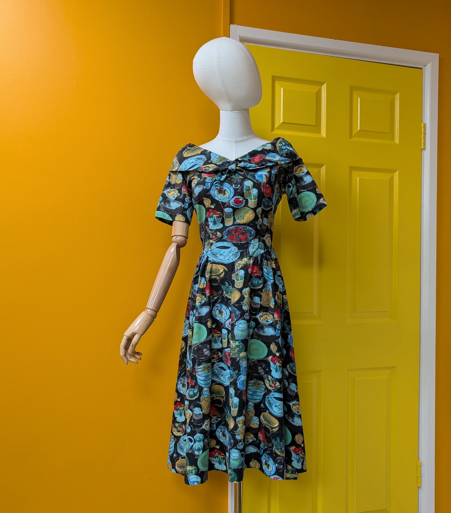 Fabulous 50s/60s Walgar London novelty print cotton dress - XS