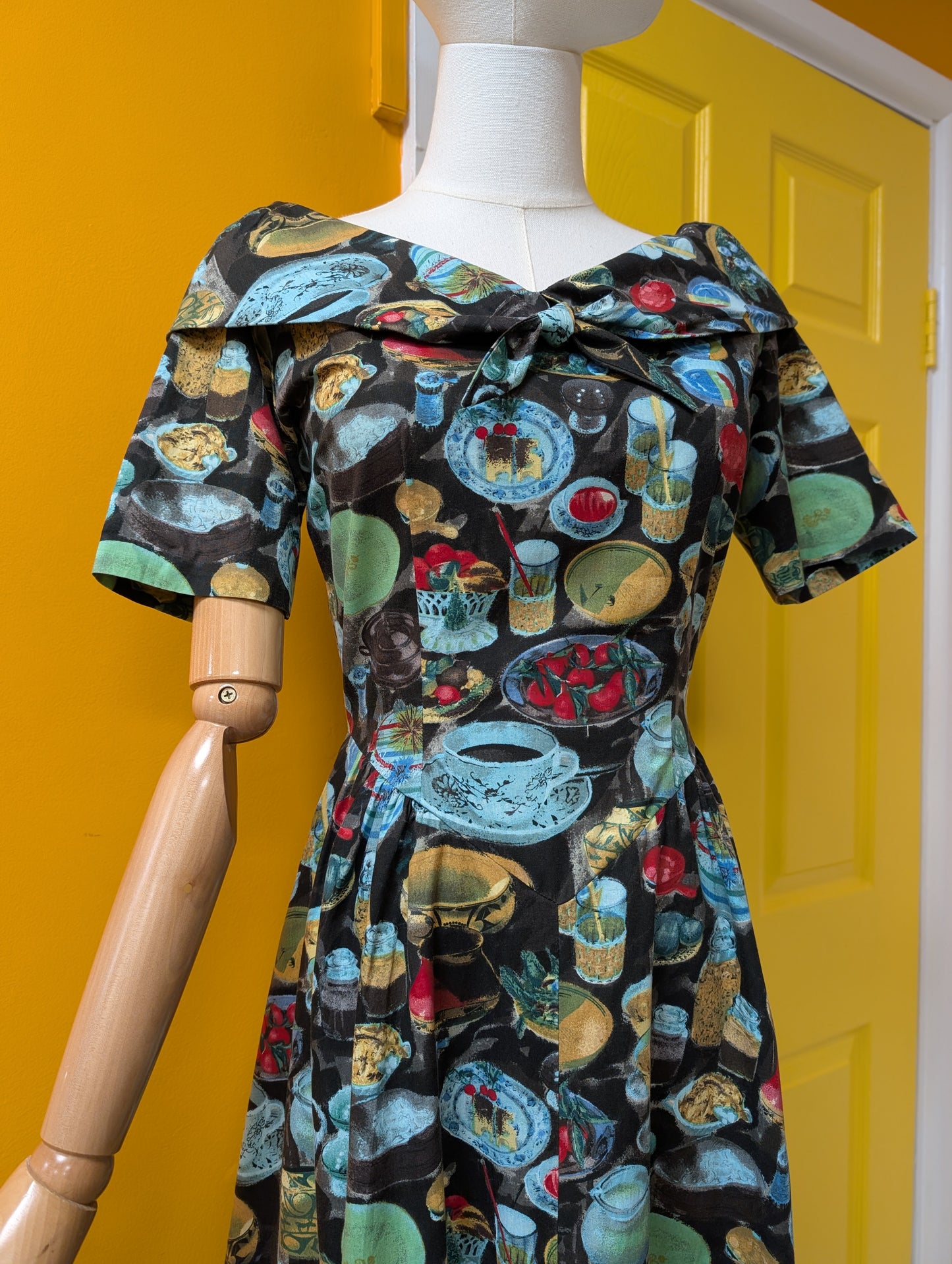 Fabulous 50s/60s Walgar London novelty print cotton dress - XS