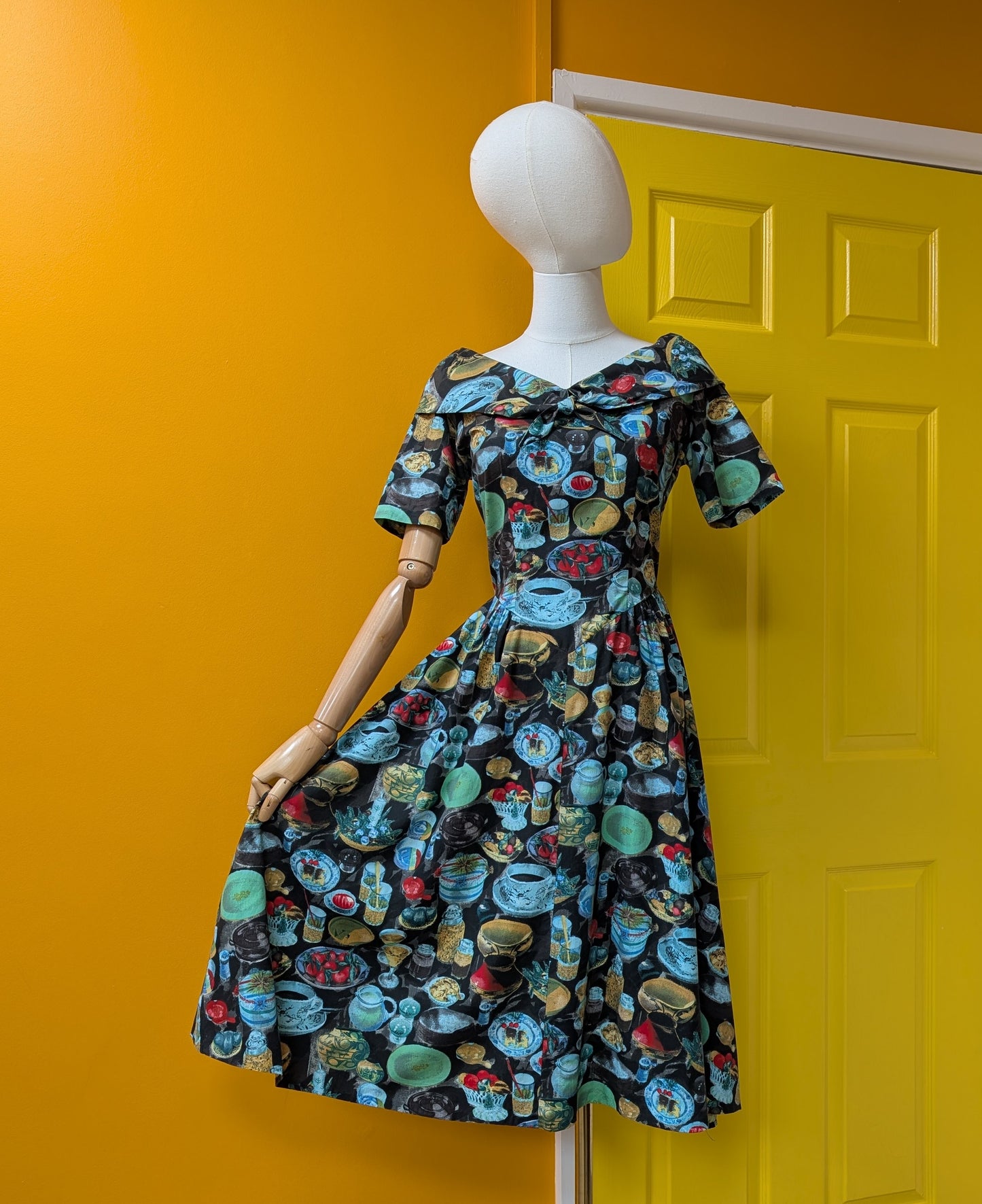 Fabulous 50s/60s Walgar London novelty print cotton dress - XS