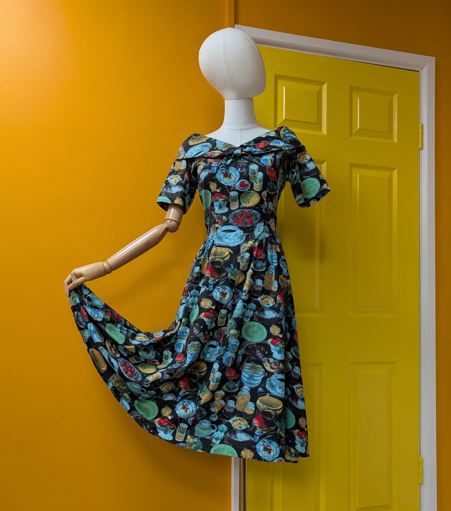 Fabulous 50s/60s Walgar London novelty print cotton dress - XS