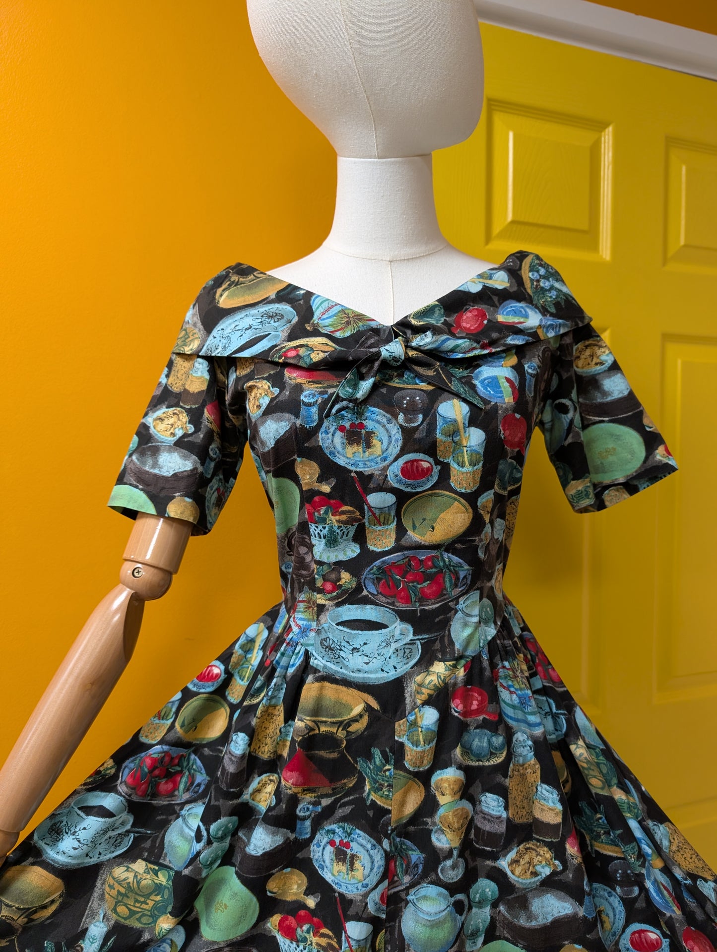 Fabulous 50s/60s Walgar London novelty print cotton dress - XS