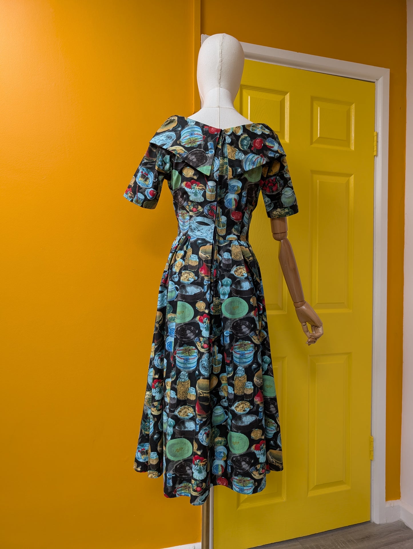 Fabulous 50s/60s Walgar London novelty print cotton dress - XS