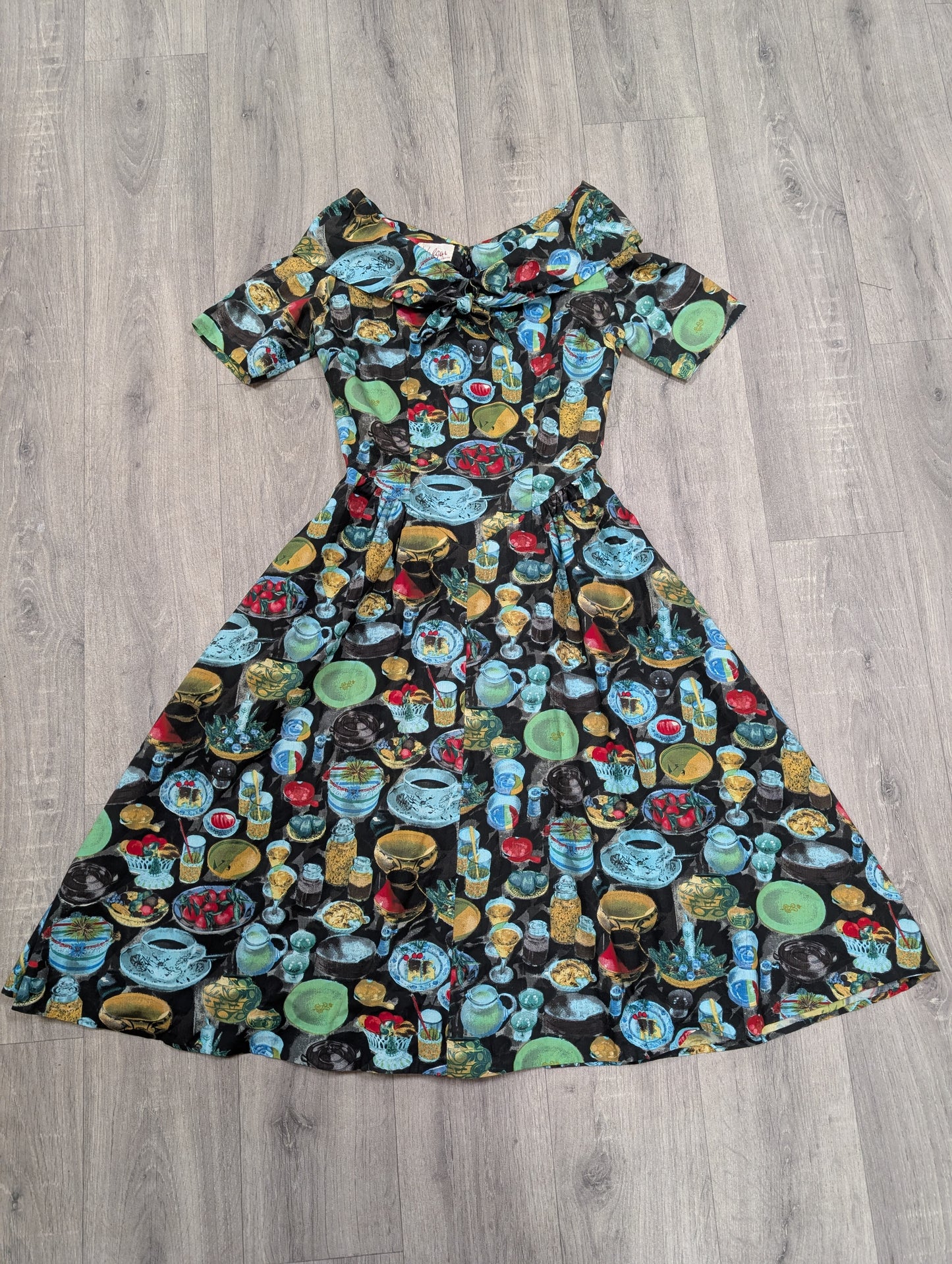 Fabulous 50s/60s Walgar London novelty print cotton dress - XS