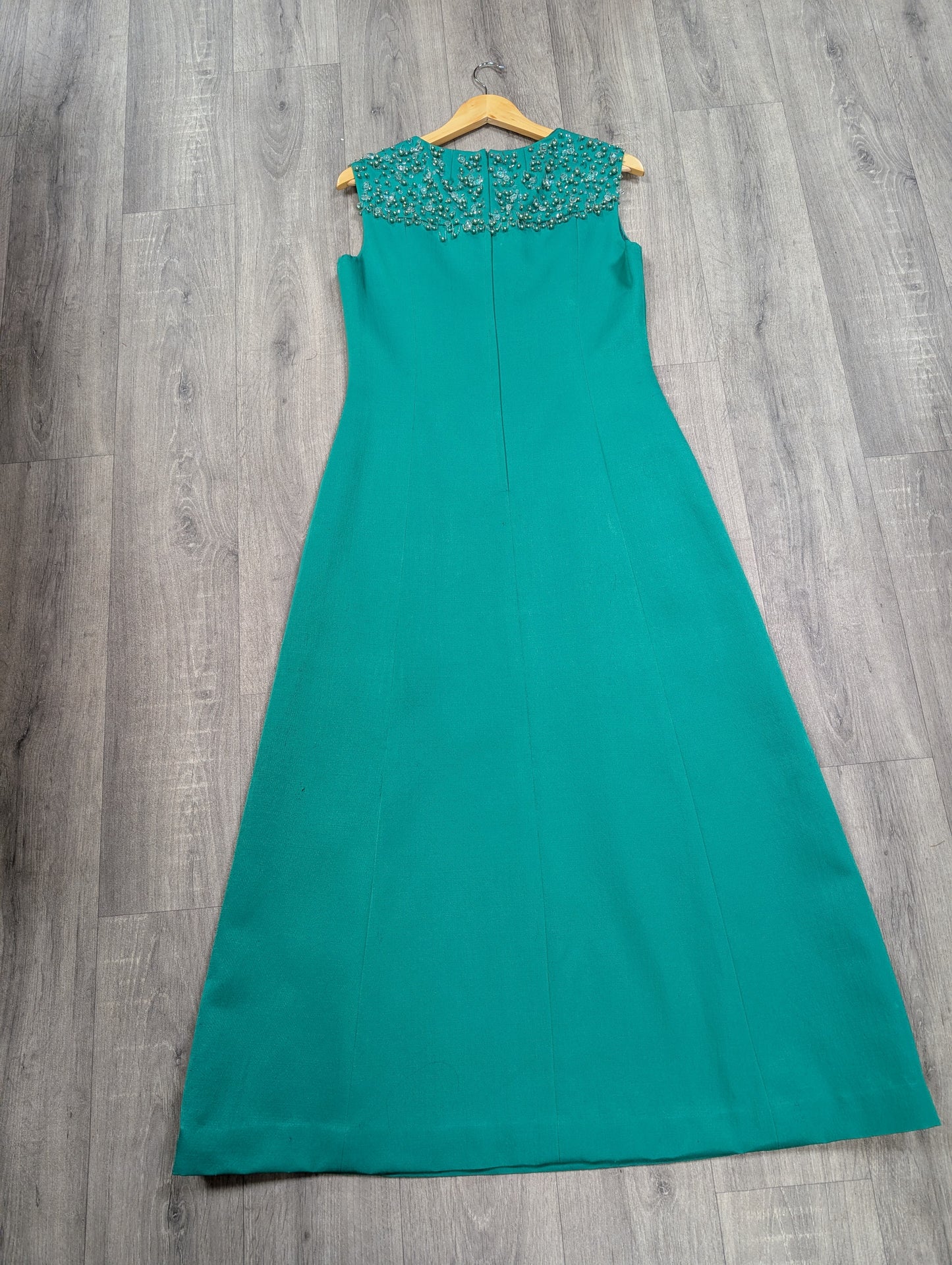 1960s Berkertex green wool maxi dress - Size 12/14