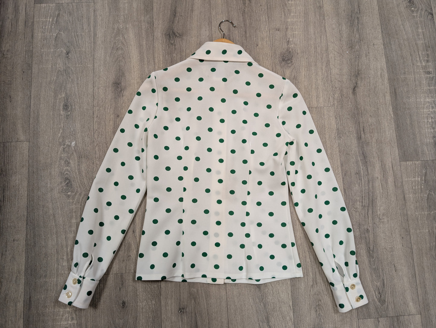 1970s white/green spotty shirt - XS/S