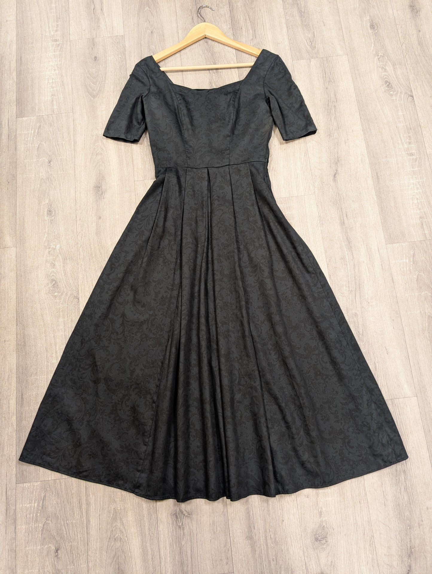 1980s Laura Ashley black dress with back bows - XS