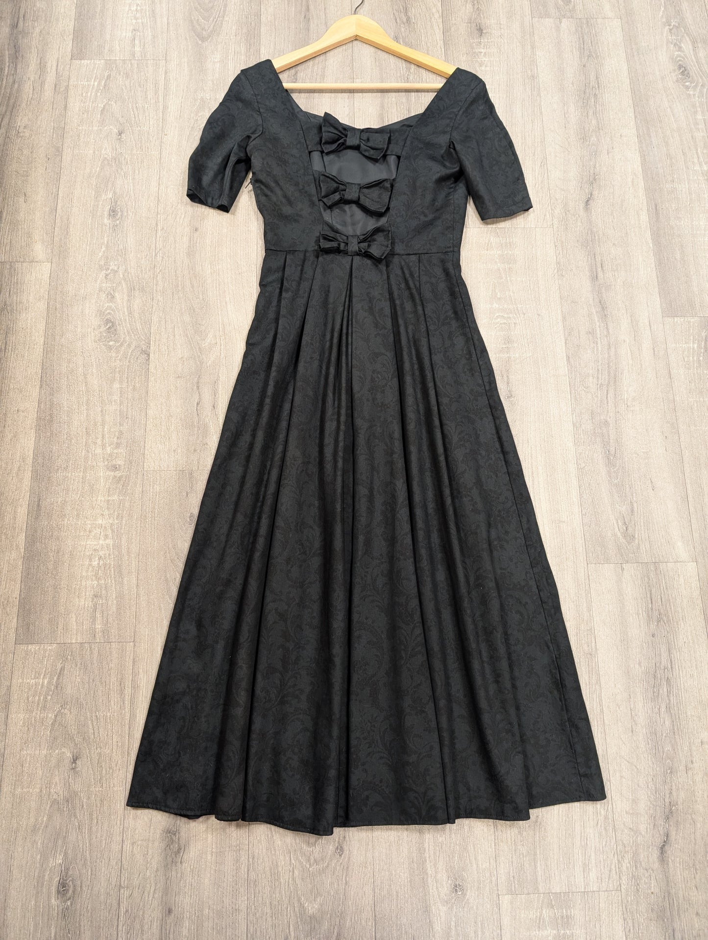 1980s Laura Ashley black dress with back bows - XS