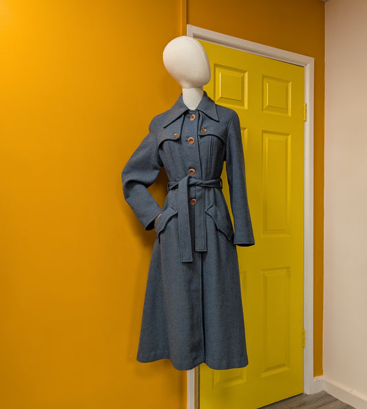 1970s Junior Look blue wool blend coat - XS/S