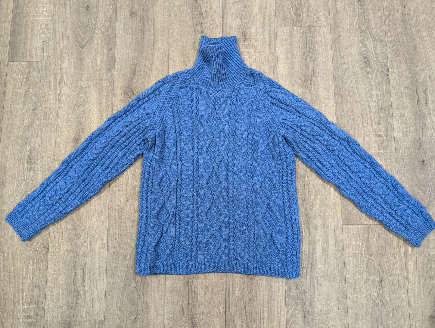 Hand-knitted blue roll neck jumper - XS/S