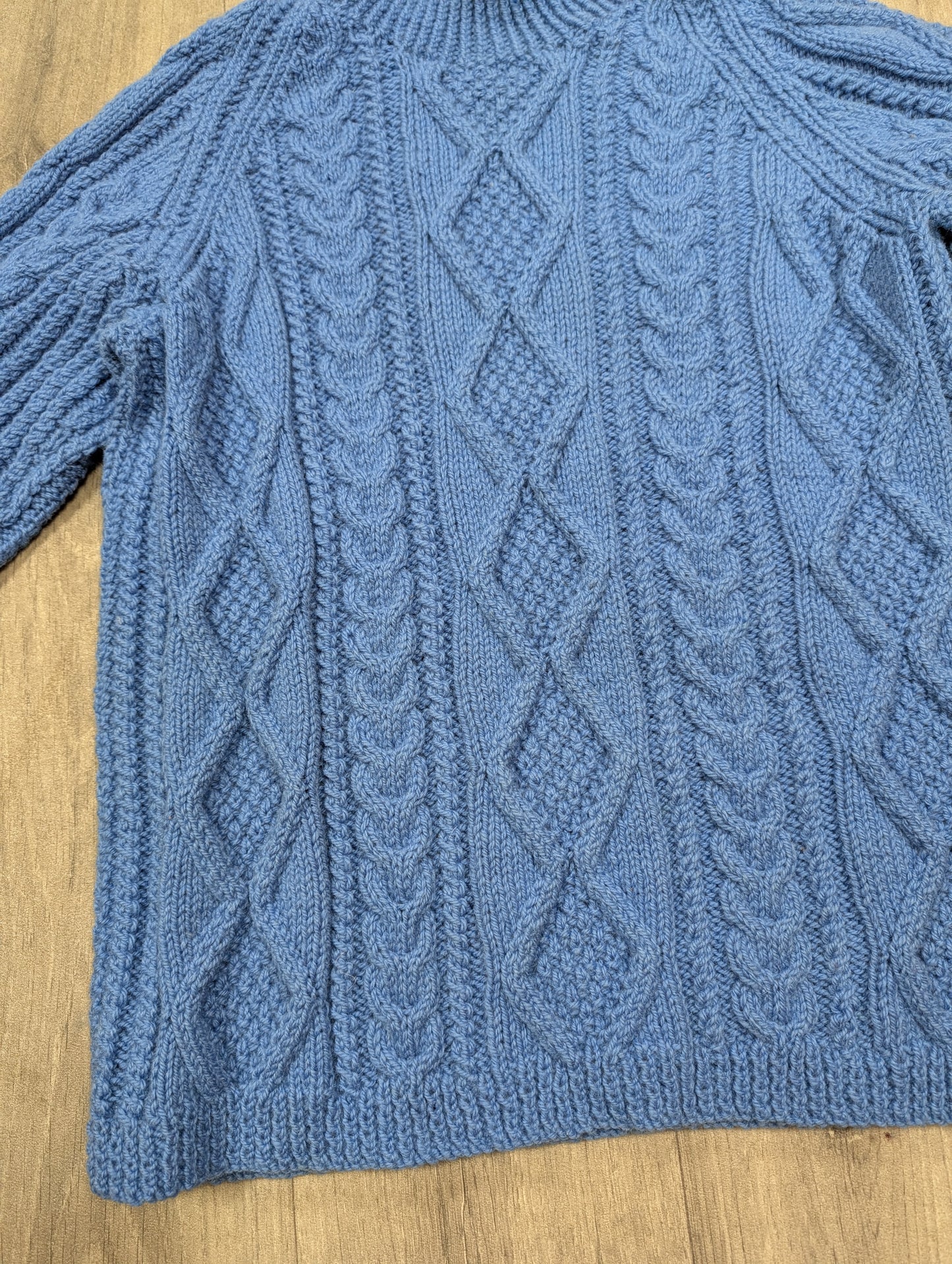 Hand-knitted blue roll neck jumper - XS/S