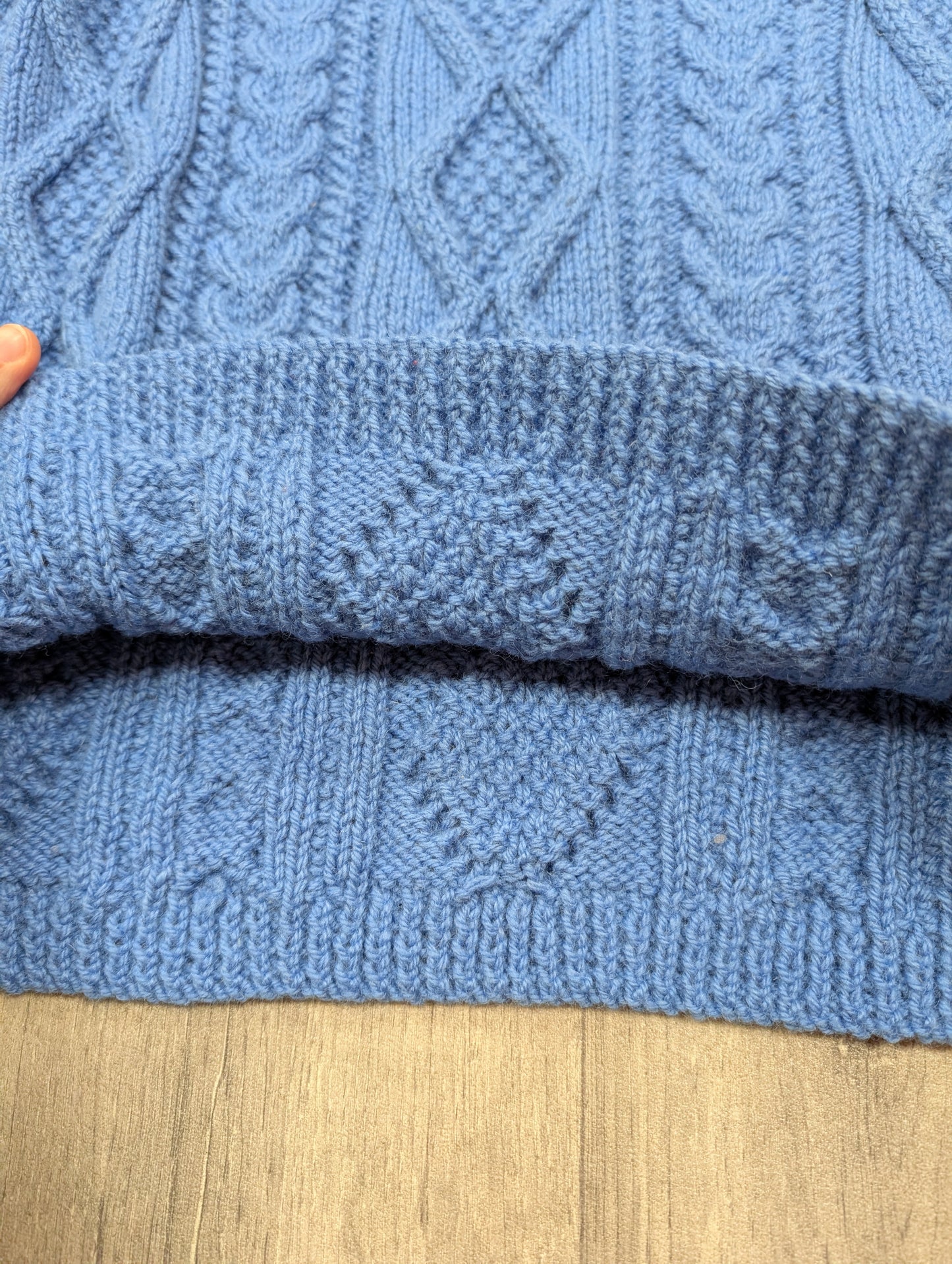 Hand-knitted blue roll neck jumper - XS/S