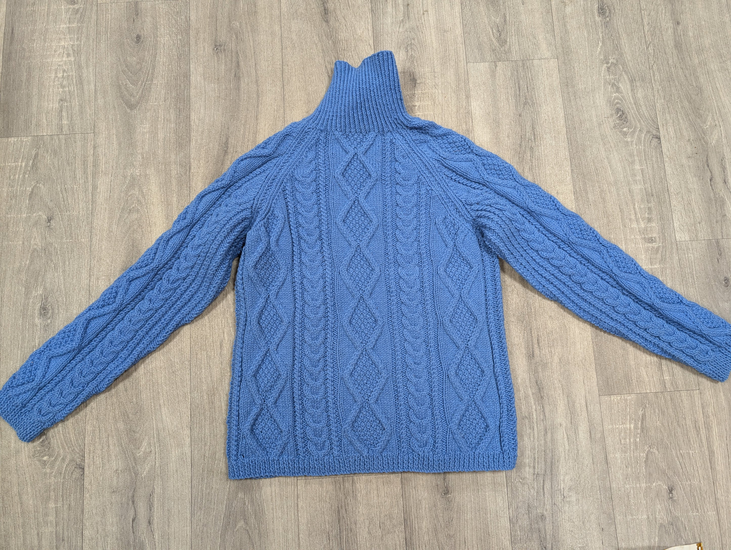 Hand-knitted blue roll neck jumper - XS/S