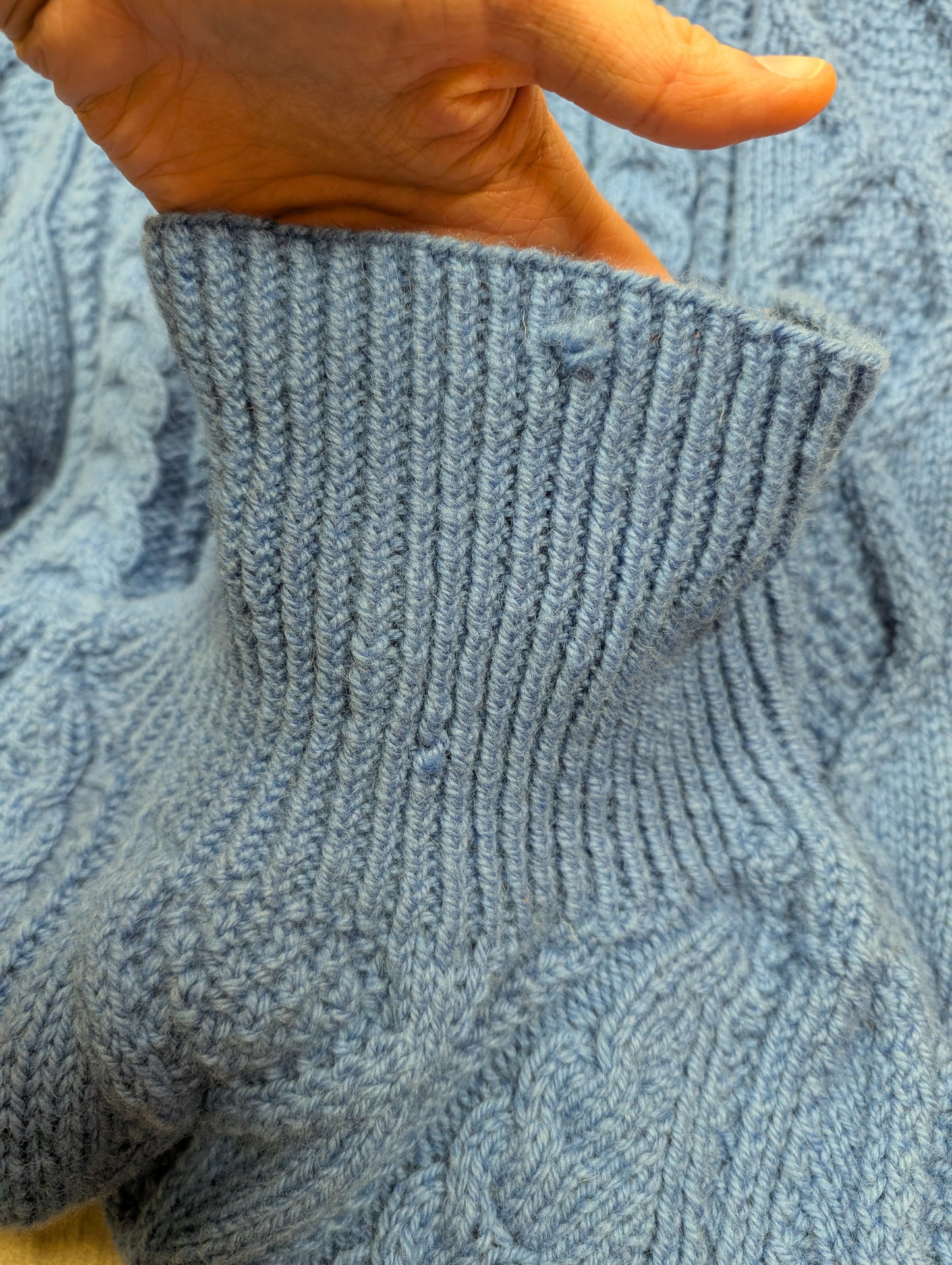 Hand-knitted blue roll neck jumper - XS/S