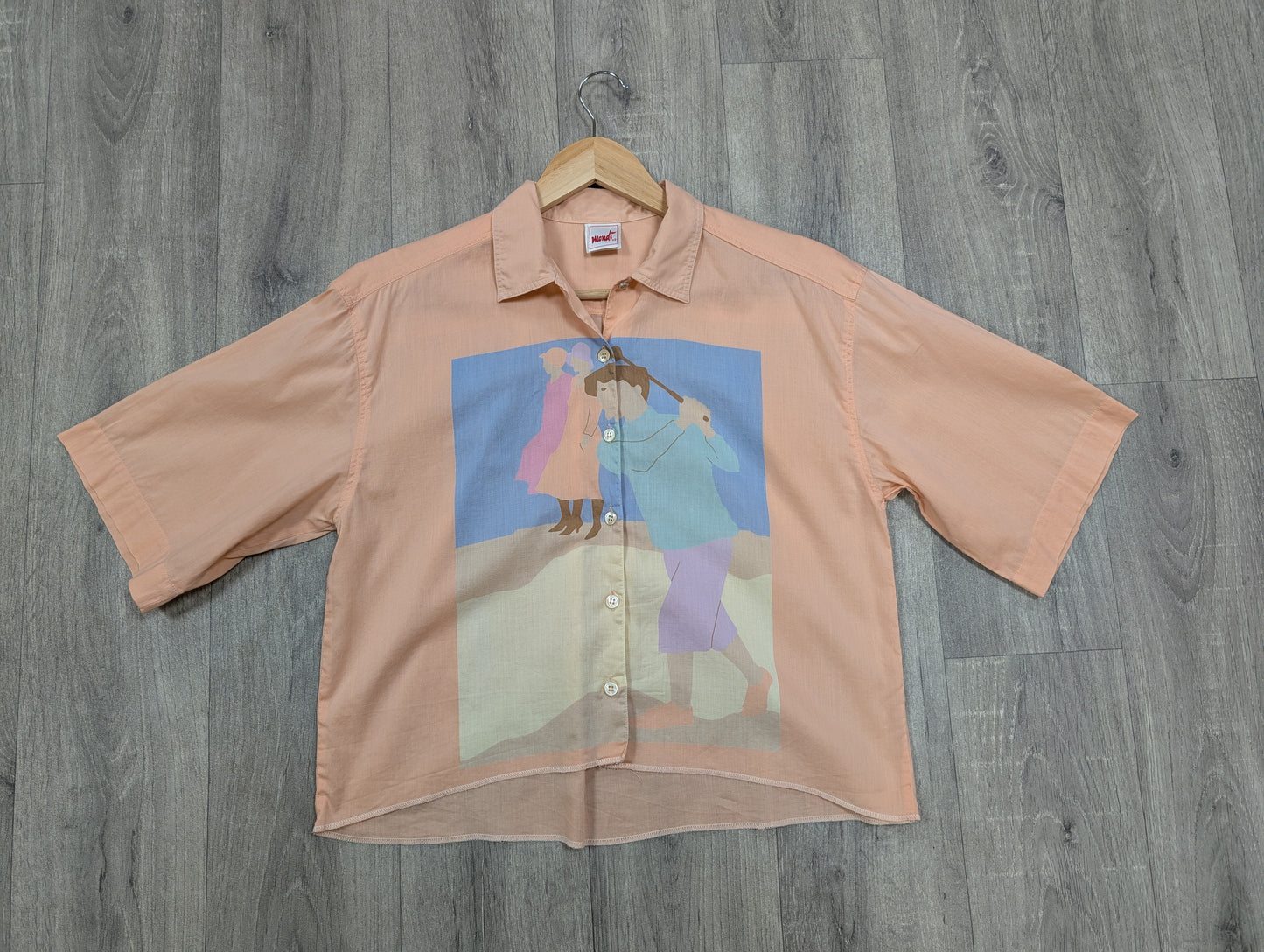 1980s Mondi Art Deco print cotton shirt