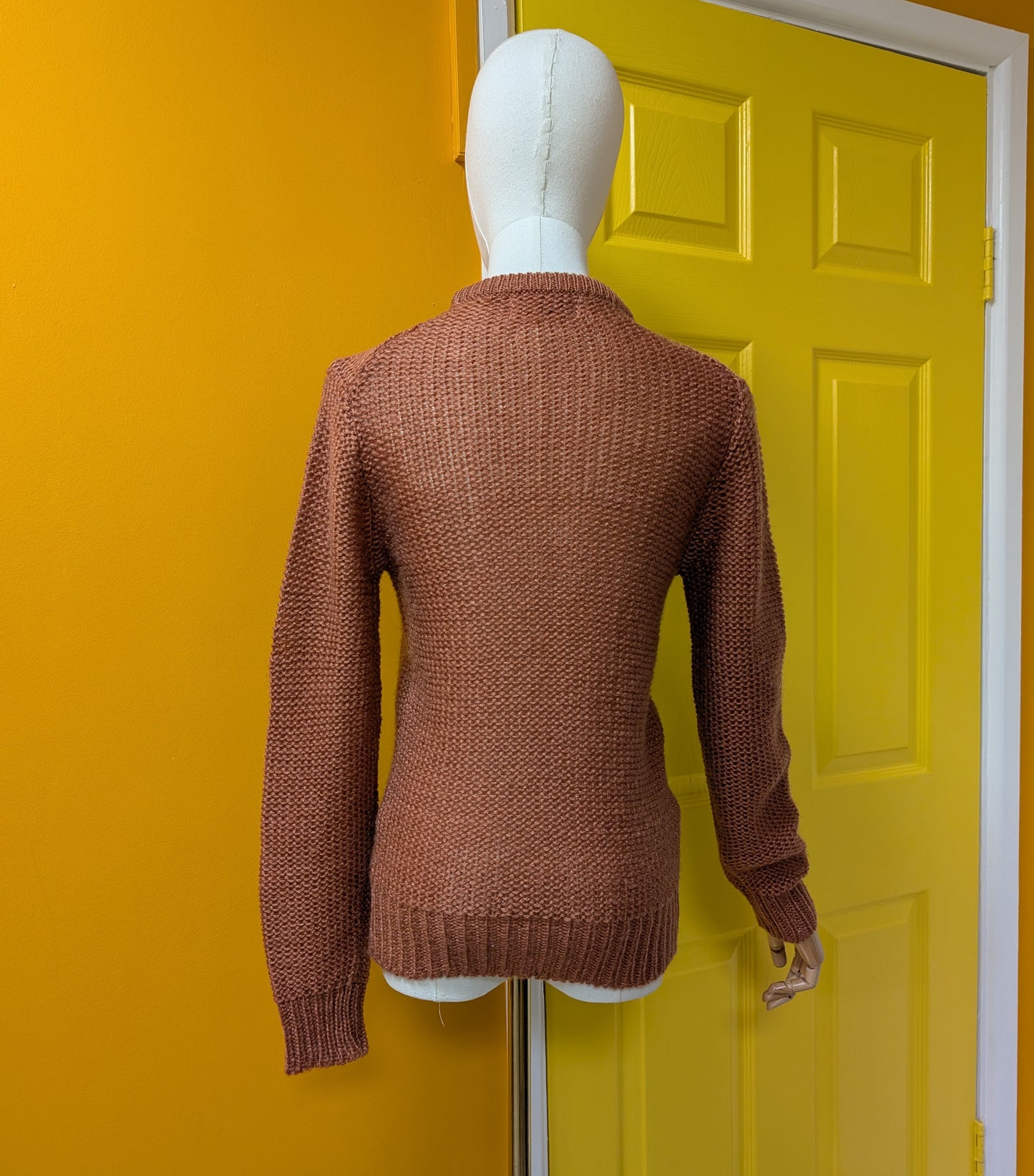 1970s Honeysuckle acrylic jumper - XS/S