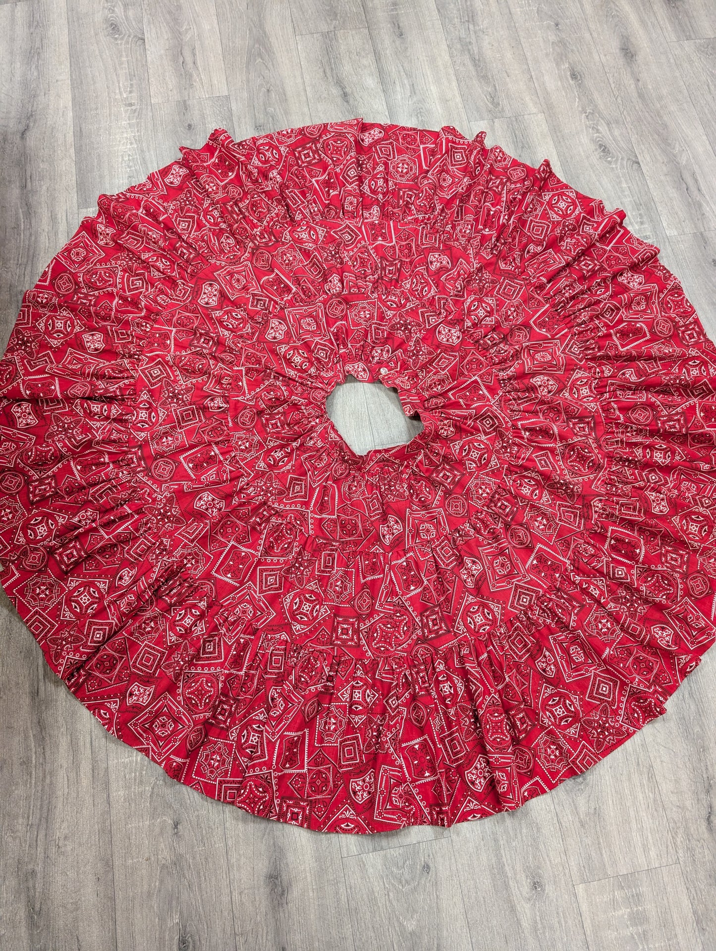 1970s Rockmount Ranchwear red bandana print cotton circle skirt - 26"-28" waist