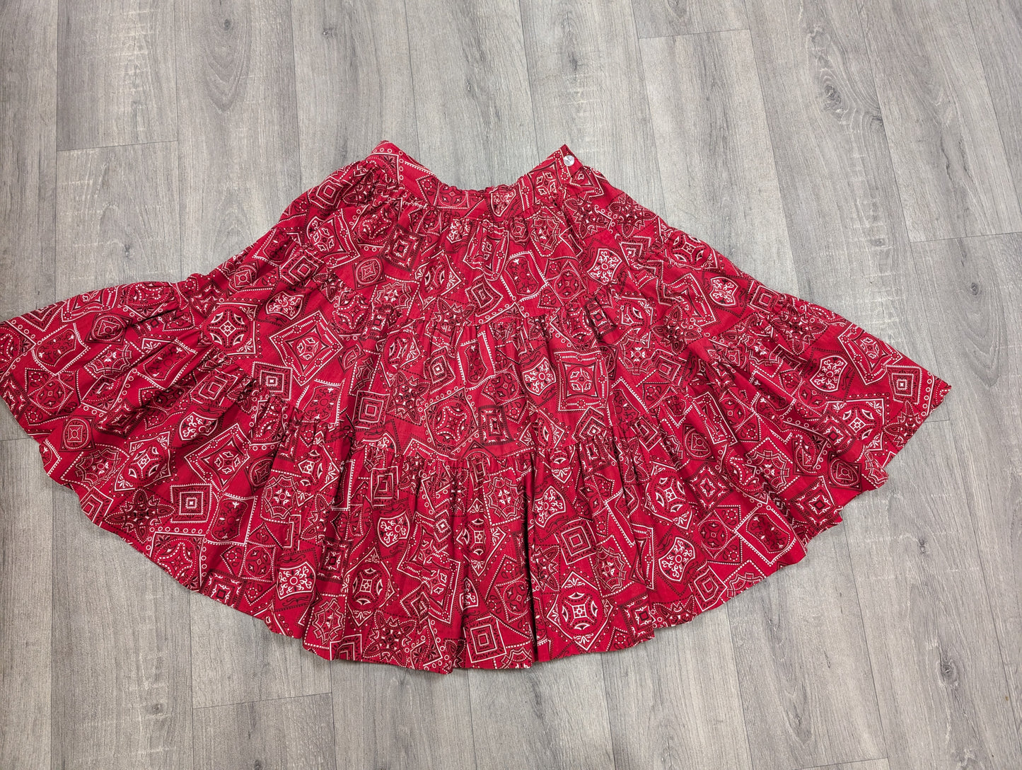 1970s Rockmount Ranchwear red bandana print cotton circle skirt - 26"-28" waist