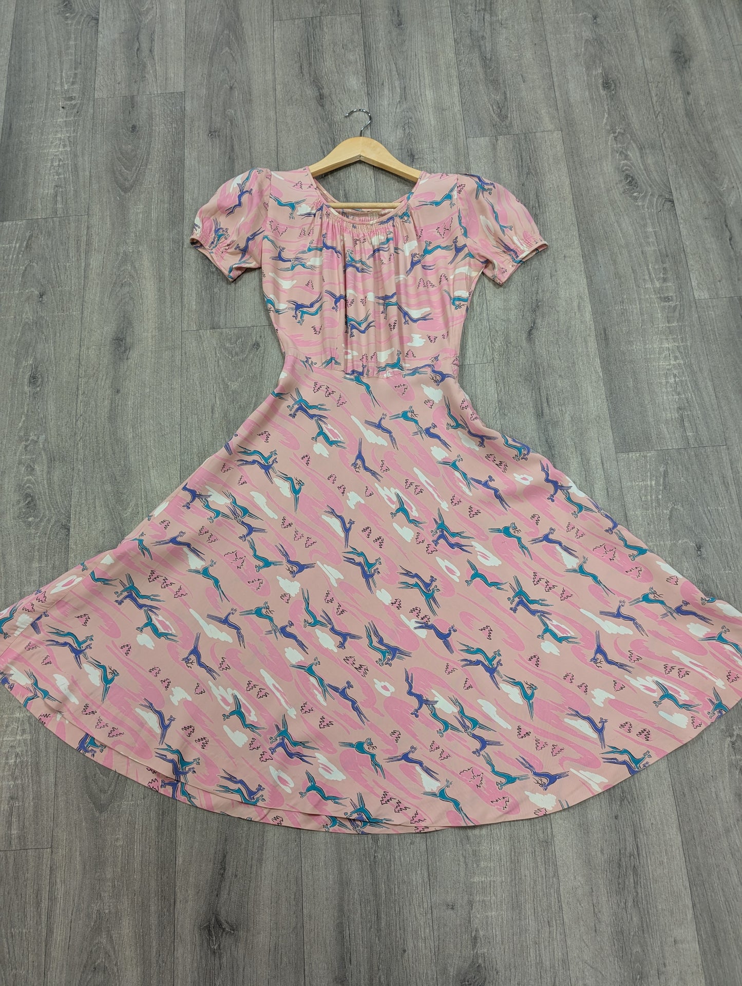 Gorgeous 1940s novelty deer print dress - XS